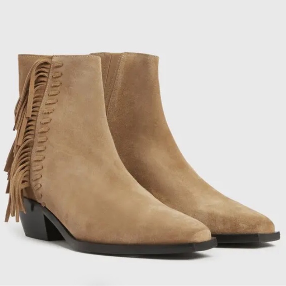 New ALL SAINTS  Layla Suede Fringe Boots Size 37 - Picture 16 of 16